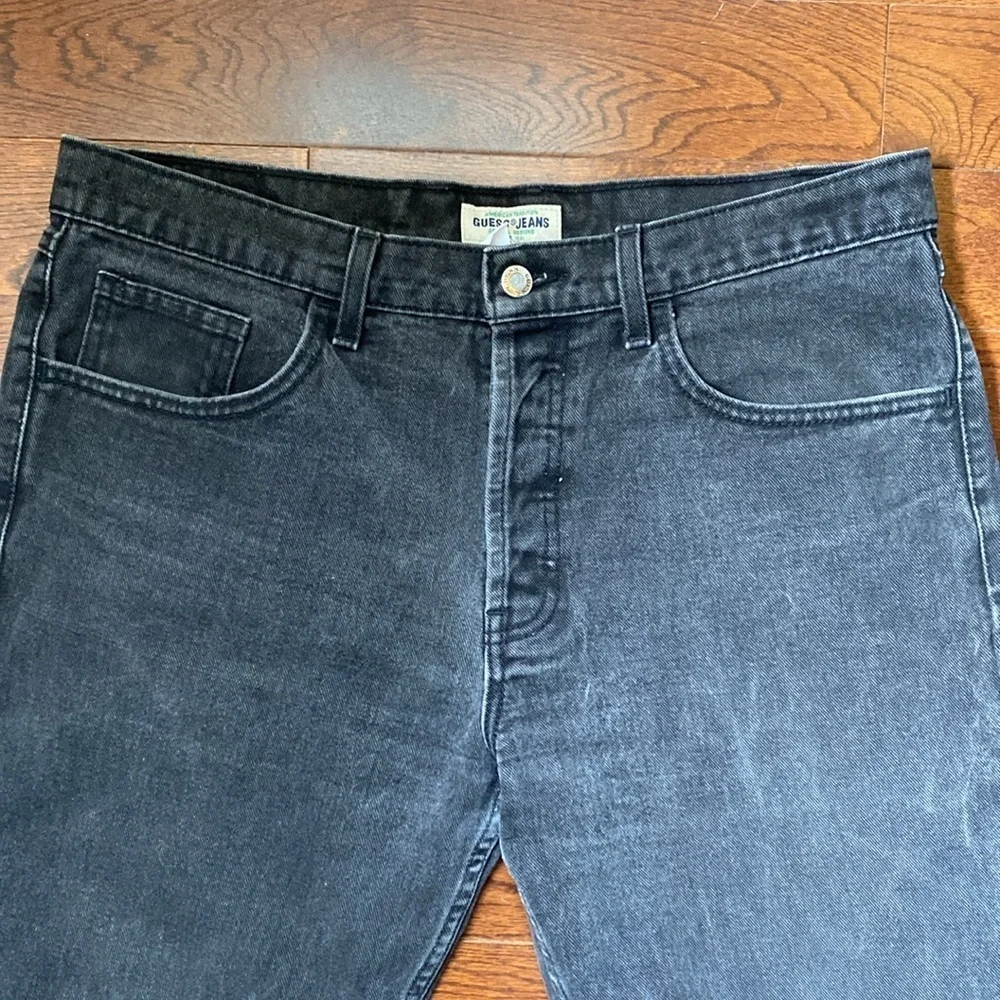 Vintage Guess Jeans Made in Canada Black Denim Men’s 90s Straight Leg 36x29 - Picture 3 of 13